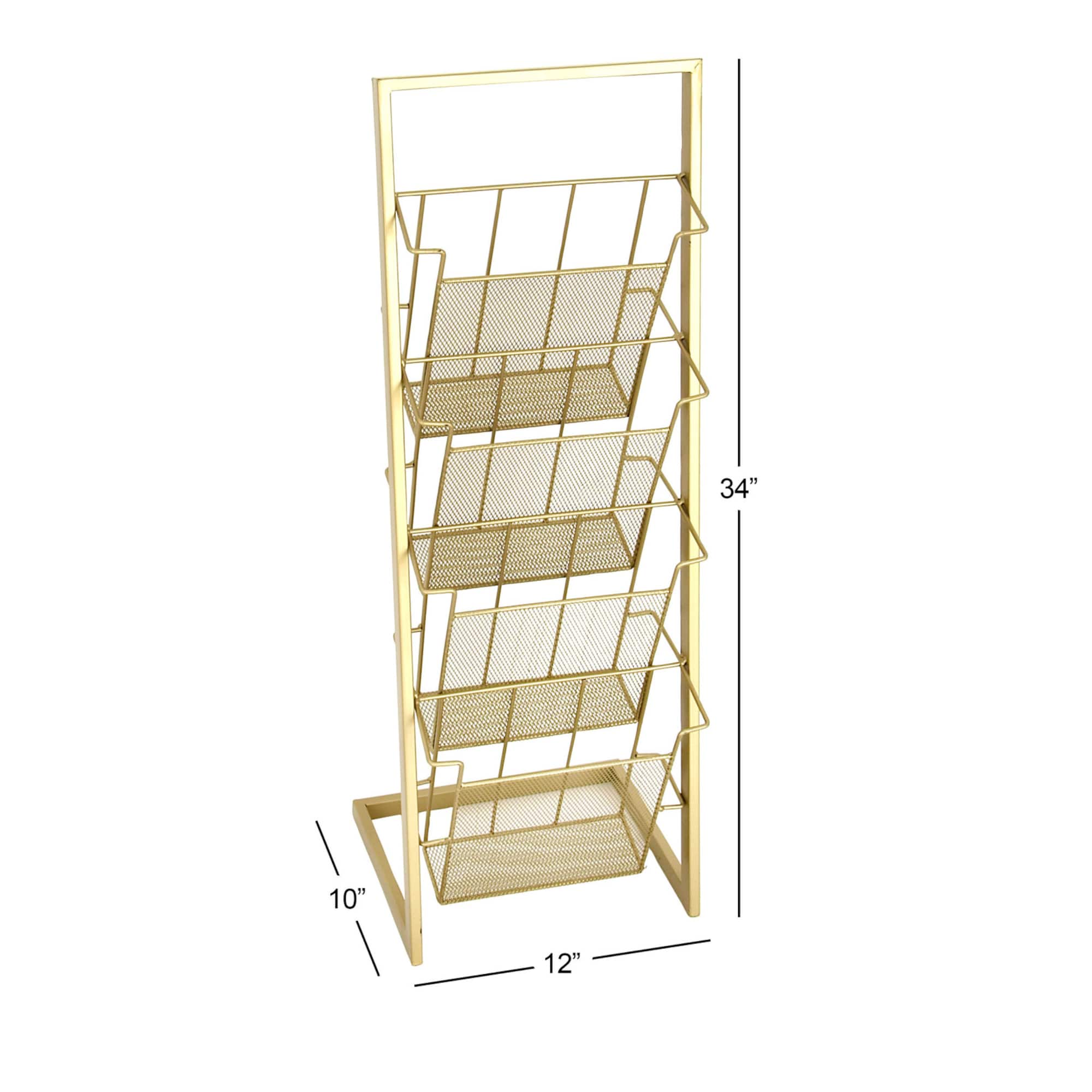 Gold Contemporary Tabletop Metal Magazine Rack